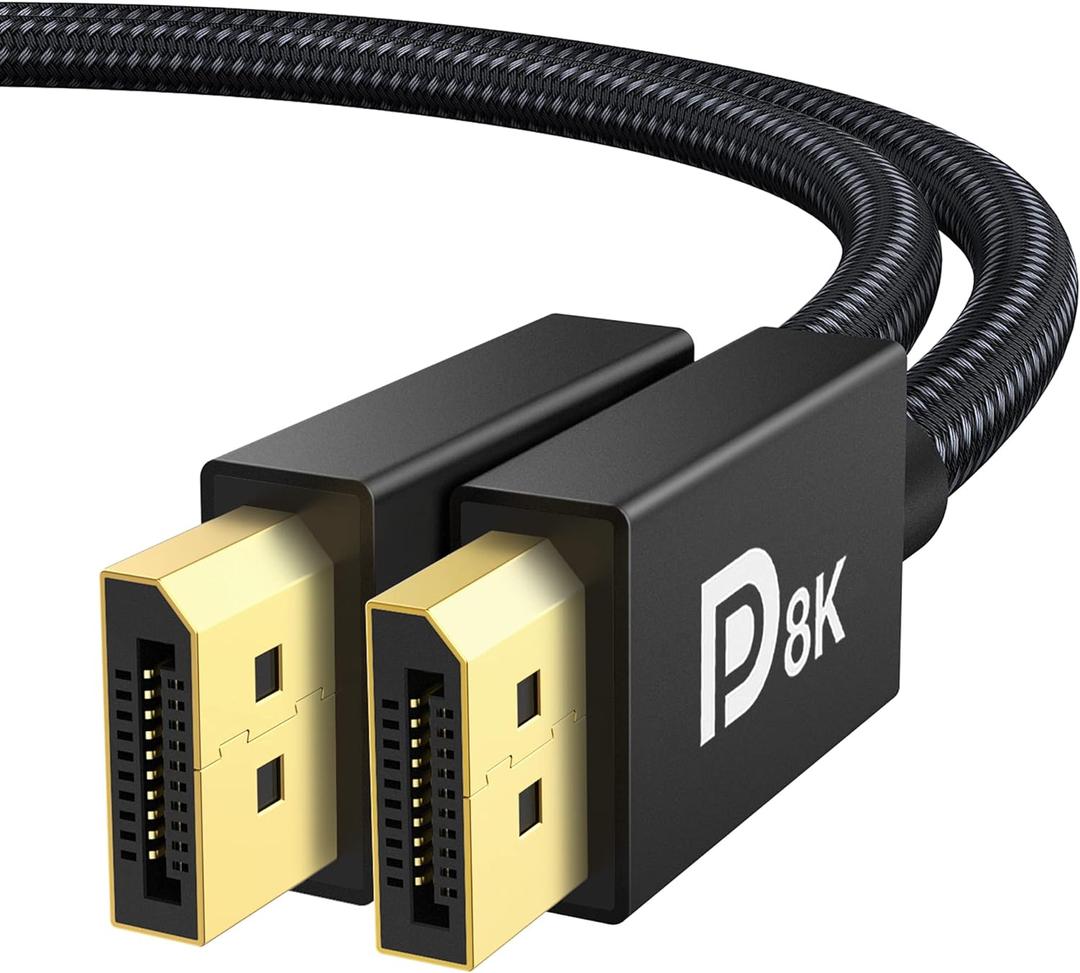 IVANKY 8K DisplayPort Cable 1.4, VESA Certified DP Cable 6.6ft (8K@60Hz, 4K@144Hz, 2K@240Hz)HBR3 Support 32.4Gbps, HDR, HDCP 2.2, FreeSync G-Sync, Braided Display Port for Gaming Monitor, Graphics, PC (Black)