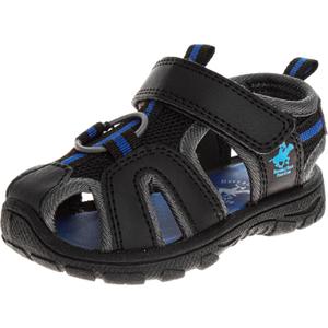 Beverly Hills Polo Club Boy's Athletic Active Sandals Close Toe Sport Summer Shoe (6 Toddler, Black)