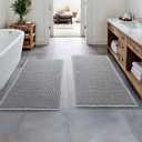 MIULEE Set of 2 Waffle Bathroom Runner Rugs, Boho Bath Rugs Non Slip Washable, Super Absorbent Bath Mats, Rubber Backed Shower Mats for Hallway Bedroom Laundry Room, Light Grey, 2'x4'(24x48 Inch)