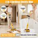Cordless Electric Mop for Dewalt 20V Battery (NO Battery), 2 in 1 Spin Mop & Electric Floor Scrubber Machine with LED Light & Water Spray, 800 RPM Rotating Electric Mops for Floor Cleaning (Yellow)