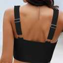 GRAPENT Bikini Tops for Women Cropped StrapCore Tankini Tops Beach Padded Knot Twist Cut Out Adjustable Swimwear Top Only (Black, M)