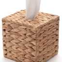 Tissue Box Cover Square, Rattan Tissue Box Holder -Boho Decorative Woven Facial Tissue Holder on Table and Bathroom by YANGQIHOME, 5.9" L x 5.9" W x 5.9" H