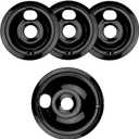 4 Pack Black Porcelain Burner Drip Pan By AMI PARTS - Replacement for Ge Hot-point Range Cooktop Includes 1 8-Inch and 3 6-Inch Drip Pans