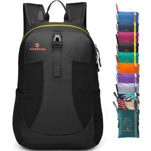 sinotron 22L Lightweight Packable Hiking Backpack, Small Hiking Backpack Day Pack for Women Men Travel Camping Vacation (Black)