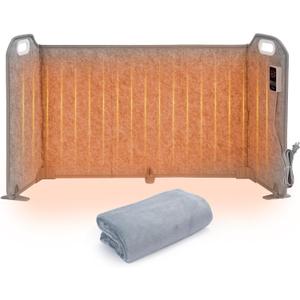 Foldable Under Desk Heater with Blanket, 5-Fold Plus Size, 8 Levels High Temperature Version Leg Foot Warmer, 1-9H Timer, Digital Display, No Odor Safe Portable Electric Space Heater for Office Home