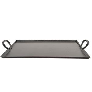 G.E.T. SSTPD-1915-ANT Heavy-Duty Metal Serving/Ottoman Tray with Handles, 19" x 15", Hammered Bronze
