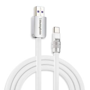 chubbycable Chubby 2.0 USB C 120W Fast Charging Cable Silicone Soft Durable USB C Cable Extra Thick Charger Cord Compatible with iPhone 17-15 Series iPad, White, USB-A to Type-C, 6.6FT