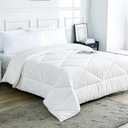 100% Cotton Filled Comforter, Premium Upgraded Cotton Bed Quilt Suitable for All Seasons, Comfortable Soft Noise-Free, Breathable and Fluffy, Queen, White