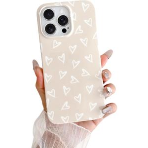 Skyseaco for iPhone 13 Pro Max Case Cute Love Heart Design Aesthetic Pattern Phone Case for Women Girls Soft Slim TPU Shockproof Phone Cover, Antique