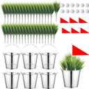 6 Set Golf Party Table Decorations Kit Includes 6 Iron Buckets12 Mini Golf Balls 36 Artificial Grass Squares 6 Flags Centerpiece for Birthday Sport Themed Party