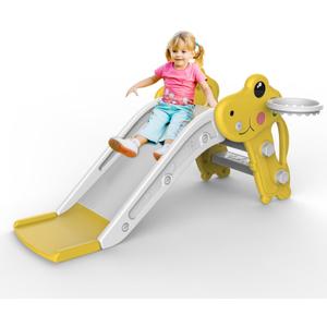 Toddler Slide,Kids Slide Playset for Toddler,Indoor Outdoor Slide Toddler Playset with Ball & Hoop, and Non-Slip Steps,Gift for Boys and Girls 1-3 Years (Yellow)