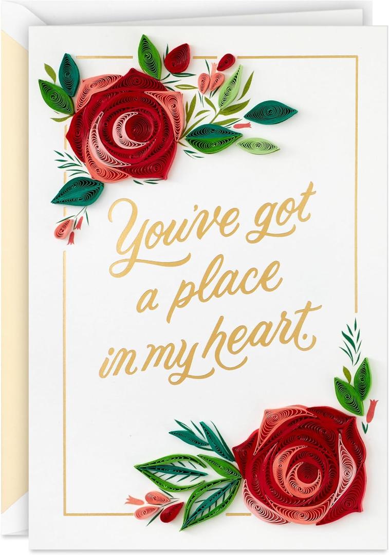 Hallmark Signature Mother's Day Card for Husband or Wife (Quilled Paper Roses) for Anniversary, Romantic Birthday, Wedding, Love