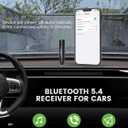 HVMLAK Bluetooth 5.4 Car Aux Adapter with Enhanced Microphone, 3.5mm Jack for Car Home Stereo, USB-C Charging, Sturdy Case, 1 Piece