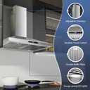 SNDOAS Range Hood 30 inches,Stainless Steel Wall Mount Range Hood,Vent Hood 30 inch w/Touch Control,Ducted/Ductless Convertible,Chimney-Style Over Stove Vent Hood,Kitchen Hood,Baffle Filters, 
Product Dimensions	18.89"D x 29.3"W x 36.29"H