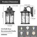 Darkaway Large Outdoor Porch Lights Wall Mount, 15inch Outside Light Fixtures Sconces Wall Lighting with Water Ripple Glass Waterproof Exterior Lights for Patio Yard House Hallway Doorway Garage