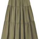 Scarlet Darkness Tiered Maxi Skirts for Women 2026 Summer Beach Flowy Renaissance Long Skirt with Pockets (Green, XXL)