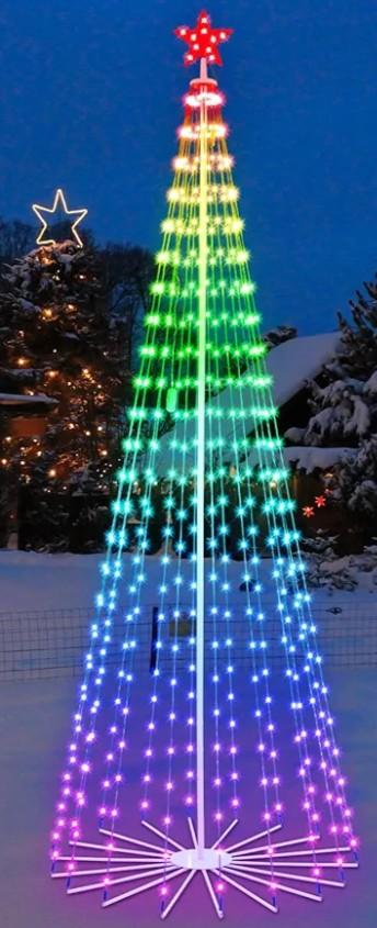 9FT Outdoor Christmas Tree, RGB Color Changing Pre-lit Smart Cone Christmas Tree with LED Lights, App&Remote Control, DIY Multi-Color Lightshow, Music Sync, Christmas New Year Decoration