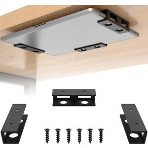 3-Piece Under Desk Laptop Mount with Anti-Scratch Felt Board and Durable Shelf for Storage (3pcs-1 Pack)
