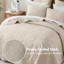 Madison Park Quebec Queen Size Quilt Bedding Set - Ivory , Damask 3 Piece Bedding Quilt Coverlets Ultra Soft Microfiber Bed Quilts Quilted Coverlet