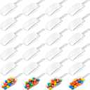 Jinei 24 Pcs Multi Purpose Ice Scoops Acrylic Clear Plastic Scoop for Containers Candy Popcorn Food Ice Cream Dessert Canisters Jars Buffet Kitchen Bar Wedding Party(4.3")