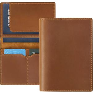 Jack&Chris Leather Passport Holder, Handmade Passport cover, Travel Wallet Cover Case for Men and Women, Leather Travel Documents Organizer Protector, JC107 (Brown)