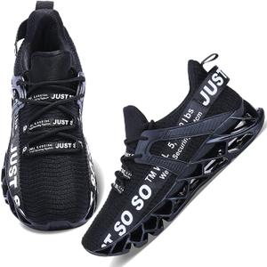 Wonesion Womens Walking Running Shoes Athletic Blade Non Slip Tennis Fashion Sneakers (9, Black)