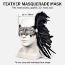 Fox Lace Masquerade Mask for Women, Colorful Feather Eye Mask with Elastic Strap, Costume for Halloween Party