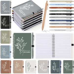 20 Sets Coworker Christmas Gifts Bulk Thank You Spiral Notebook with Sticky Notes Inspirational Quotes Pen Employee Appreciation Gifts for Coworker Teacher Groups Office Staff (Fresh Color)