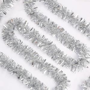 50FT Christmas Tinsel Garland, Xmas Metallic Tinsel Twist Hanging Garland for Christmas Tree Indoor and Outdoor Holiday Party Decoration (Silver)