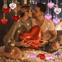 Valentine's Day Decor Heart Ornaments 36 Pcs Heart Shaped Baubles Red Pink White Hanging Decorations for Valentine's Day Christmas Wedding Anniversary