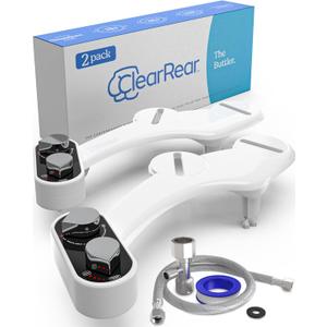 Clear Rear Bidet Attachment for Toilet - Self-Cleaning Dual Nozzle Bidet Toilet Seat with Adjustable Water Pressure - Easy Installation - Hygienic Toilet Accessories - 2 pack
