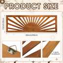 Burbell Horizontal Sun Wall Art, Boho Wooden Room Decor, 35"x12" Dark Brown, 35.4"L x 11.8"W