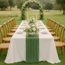 Eternal Beauty 6 Pack Sage Green Cheesecloth Table Runners - 35x120 in - 10FT Gauze Fabric Boho Table Decor - Rustic Sheer Wedding Runner for Baby Shower, Birthday Party & Special Events