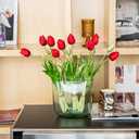 DUYONE 15pcs Artificial Tulips Flowers, Soft Touch Latex Bouquet, Fake Tulips for Office Wedding Party Home Kitchen Garden Decoration
