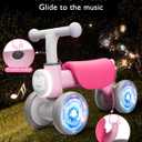 Toddler Toys Balance Bike for 1 Year Old Girl Gifts,4 Wheels Colorful Lighting with Music Baby First Bike,Toddler Girl Toys Balance Bike for 1st 2 Year Old Birthday Gifts