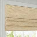 Cordless Bamboo Shades, Linen Roman Blinds, 32" W x 64" H