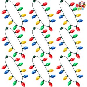 JOYIN 9 Packs Christmas Necklace LED Light Up Necklaces 9 Bulbs LED Holiday Party Favor Costume Accessories for Christmas Xmas Favor Party Supply