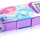 Henoyso Multifunctional Pencil Box for Girls Mermaid Pencil Case with Calculator and Sharpener Cool Cute Pencilcase School Supplies Essentials Back to School Gift Birthday Present for Kids Teens