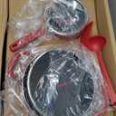 Amazon Basics Aluminum Non-Stick Cookware Set, Oven Safe, Dishwasher Safe, Stay-Cool Handles, 12-Piece, Red