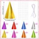 2 x Hooqict 24Pcs Colorful Mini Birthday Party Hats Metallic Foil Happy Birthday Cone Hats Paper Headwear for Kids Girls Boys Adults Stuffed Animals Pastel Party Decorations Classroom Celebration