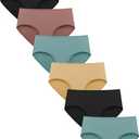 Underwear Women Pack Soft Cotton Mid/Low Rise Women's Panties 6 Pack (2 Black/2 Turquoise/1 Beige/1 Toffee)