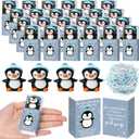 Wettarn 24 Sets Winter Break Gifts Penguin Stress Balls with Support Gift Boxes Holiday Party Favors for Students Teachers Relief Toys Office Classroom Prizes Valentines Stuffers