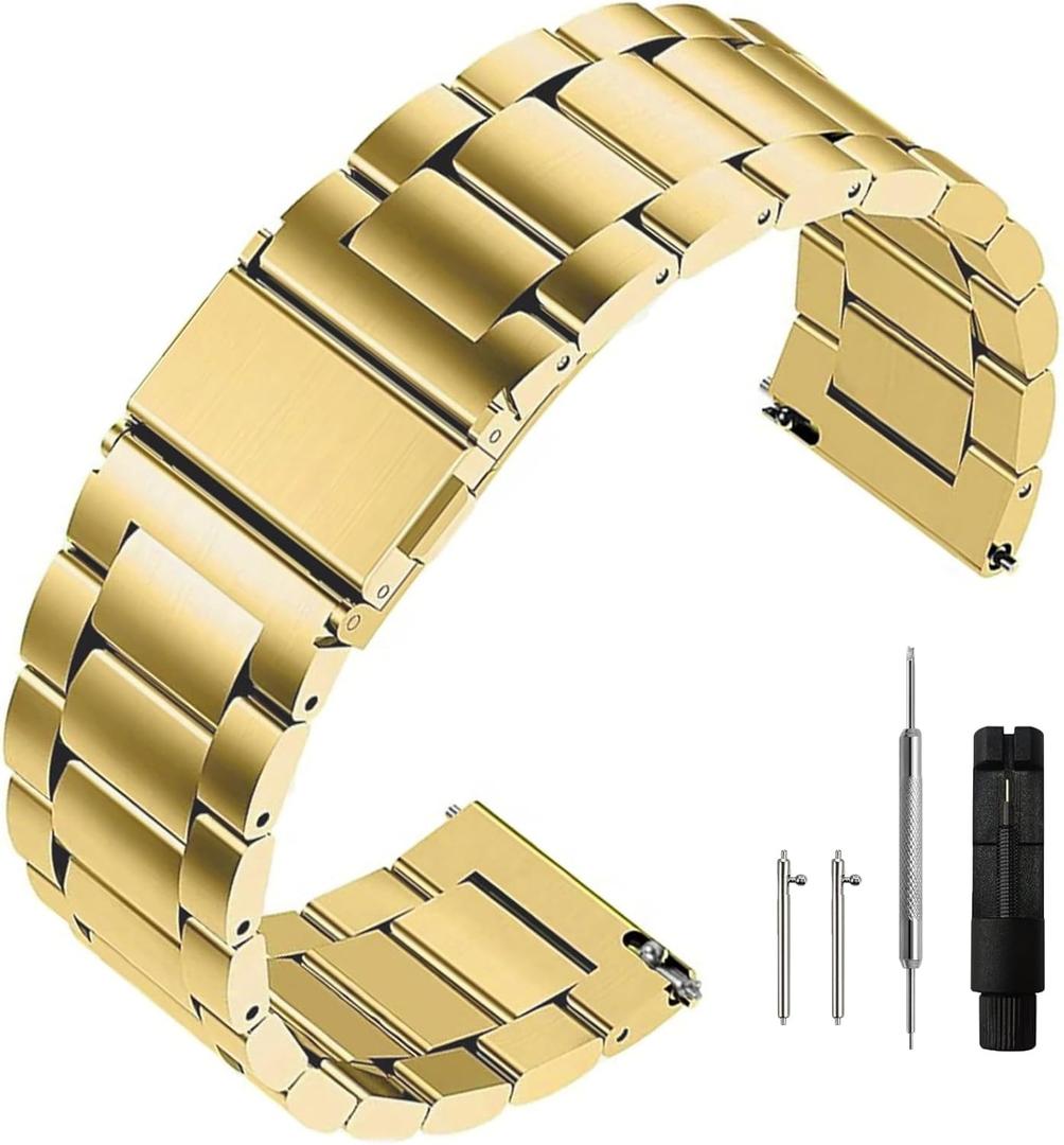 Stainless Steel Watch Band Quick Release Premium Brushed Matte Metal Watch Strap Bracelet 16mm 18mm 20mm 22mm 24mm Universal Stainless Steel Smartwatch Replacement Band Strap Men Women
