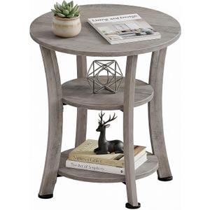 Round End Table 3 Tier Side Table, Small Space Nightstand, 19.7" x 19.7" x 21.7"