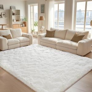 BENRON Plush Rugs for Bedroom 3 x 5 Cream White Fluffy Rug, Soft Throw Rugs for Kids Teens Dorm, Small Fuzzy Rug for Hallway Kitchen Room Decor Photo Prop, Washable