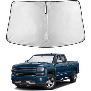 EcoNour Windshield Sunshade Compatible for Chevrolet Silverado/GMC Sierra 1500 2000 3500 2014-2019, Sun Visor for Front Windshield & Window Sun Shade Cover, UV Heat Blocker & Protector,Car Accessories