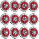 Riakrum 12 Pcs 4 Inch Round LED Trailer Tail Lights 16 LEDs Waterproof Stop Turn Brake Backup Reverse Running Lights with Rubber Grommet Sealed Round Red White LED Lamps for Trailer Truck RV (Classic)