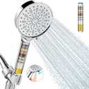Cobbe Filtered Shower Head with Handheld, High Pressure 6 Spray Mode Showerhead with Filters, Water Softener Filters Beads for Hard Water - Remove Chlorine - Reduces Dry Itchy Skin, Chrome
