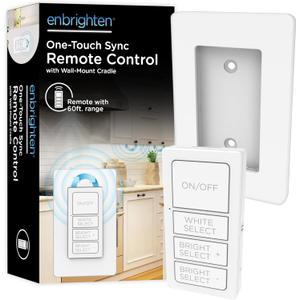 Enbrighten One-Touch Sync Remote Control, Add-on Light Switch for Under Cabinet Lights, Wireless Remote, ON/Off, Dimmable, Color Select Soft White to Bright Daylight, Cabinet Lighting Remote, 81795
