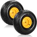 2 Pcs 20x10.00-8 Tubeless Lawn Mower Tire and Wheel, 20x10-8 Air-Filled Rear Tire and Rim Assembly for Riding Mowers, Lawn Tractors, Garden Tractors, 3/4" Bore, 3/16" Keyway, 3.5" Offset Hub, 4 Ply